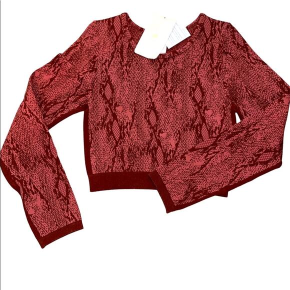 Fabletics Kamila Seamless Long Sleeve Snake Print Cherry Crop Top L NEW w/Tag - Picture 1 of 7